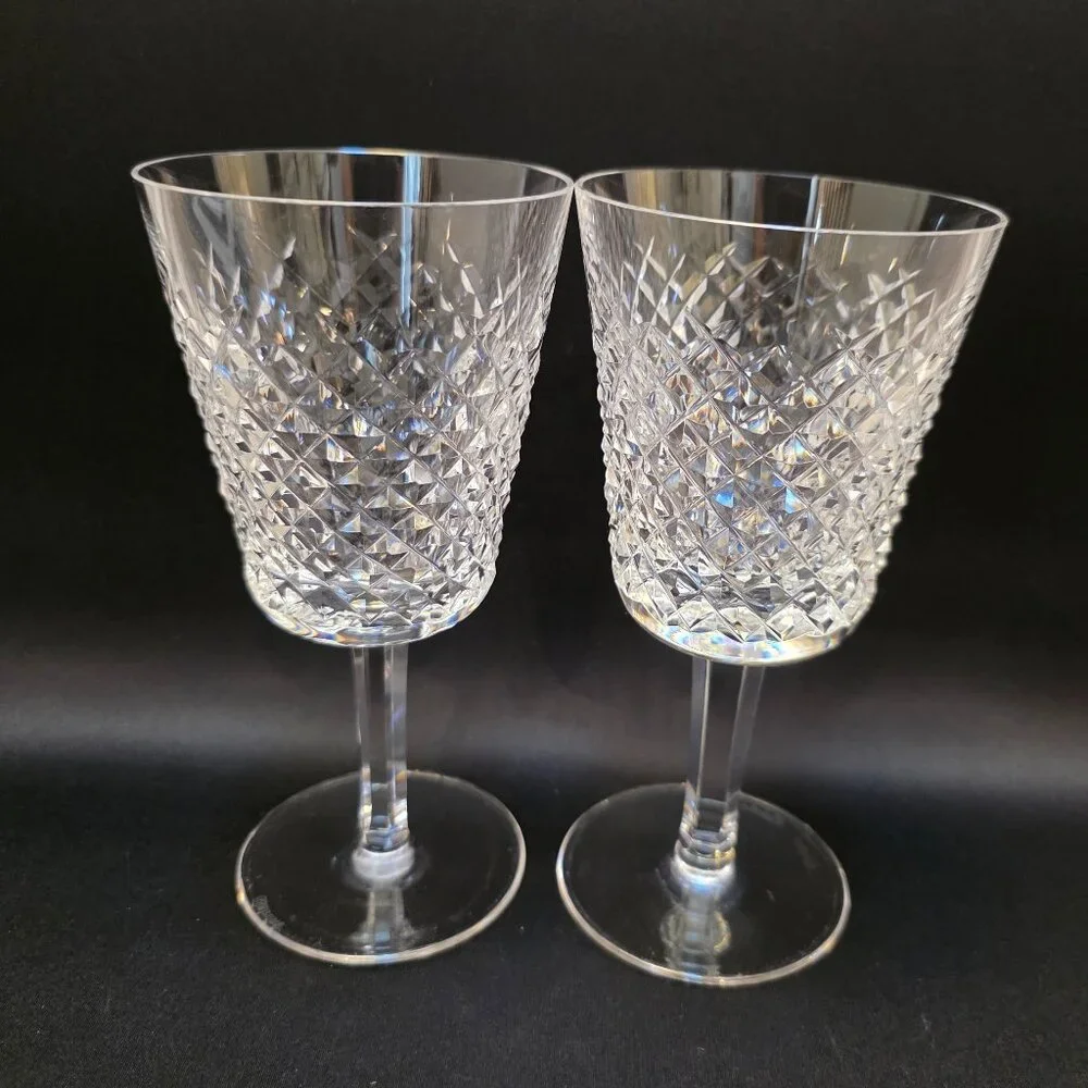 Set of 2 Vintage WATERFORD CRYSTAL Alana 10 oz. Water/Wine Glasses 7